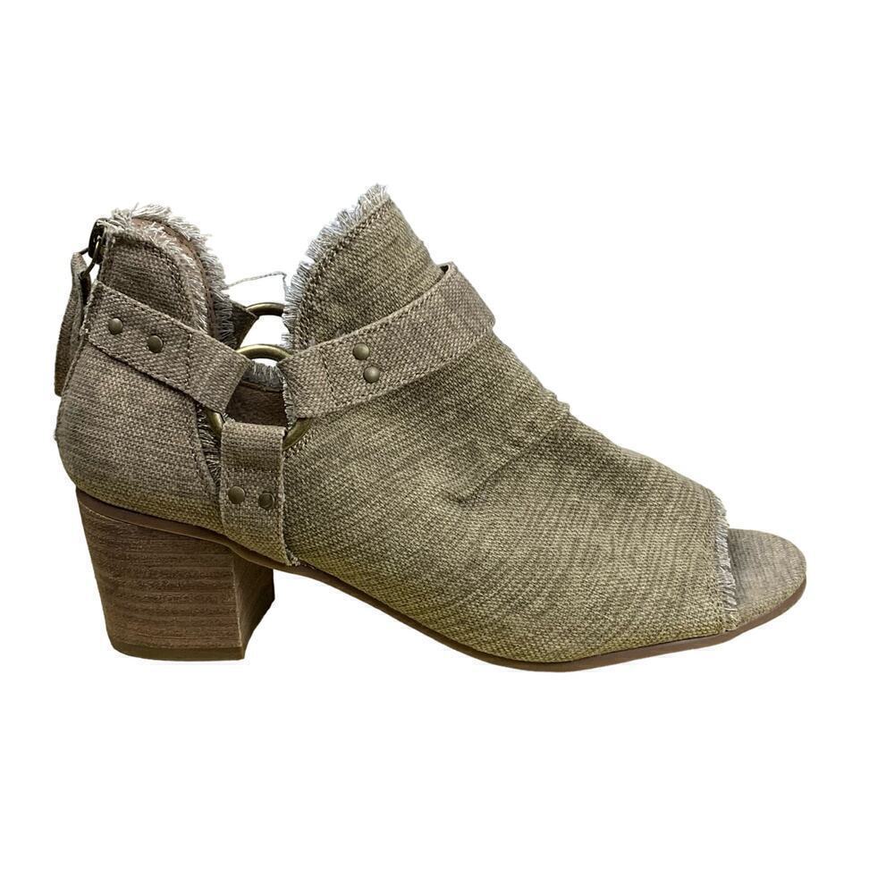 Very G Solange Taupe Peep-Toe Ankle Boots Size 7 Festival Concert